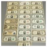 Group US currency: 11- $1 silver certificates,