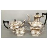 Vintage Sheffield plated 4-pc tea set: 9"H tallest