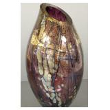 Yazee signed artisan art glass vase- 19"H 9"D