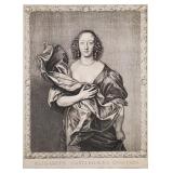 Antique engraving of Van Dyke painting "Elizabeth