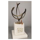 Brass & onyx desk sundial- 8 1/2"H