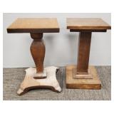 2 antique small wood pedestals- 18 1/4"H oak the