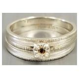 14k white gold ring- 3.7g, sz 6.5 (lacking stone)