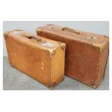 2 antique leather suitcases- 8"H 26"W 16"D