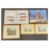 Gp vintage framed prints incl End of Trail,