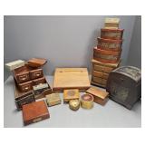 Gp assorted wood etc boxes incl jewelry boxes,