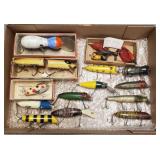15 vintage fishing lures- some repaints 7" longest