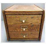 Antique oak 3 drawer file cabinet- 13 1/2"H 15"W
