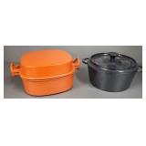 2 Dansk, etc enameled cast iron roasters-