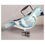 Hand painted metal bird form watering can-