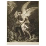 Antique proof engraving of Van Dyke painting "Time