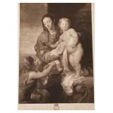 Antique engraving of Van Dyke painting "The Virgin