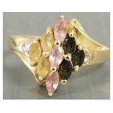 14k gold ring s/w multi-colored stones- 3.1g,