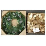 2 Grandin Road Christmas wreaths: 36" battery op &
