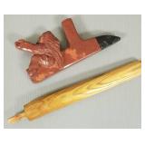 Native American style stone figural pipe w/