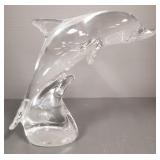 Signed crystal dolphin figure- 9"H