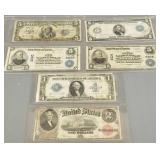 6 U.S. blanket notes: 1899 $5 Silver Cert.,