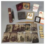 Gp small collectibles incl cased photos, tin types