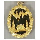 Alaskan 10k gold & jade Aurora Borealis pendant w/