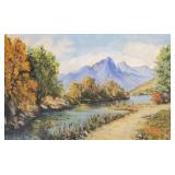 Signed Isabel Stribel oil on board in Deco frame-