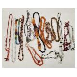 Gp asst. stone bead jewelry incl quartz, amber,