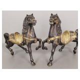 Pair Asian bronze horses- 9"H 10 1/2"L