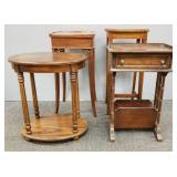 4 vintage, etc wooden stands- 26"H tallest