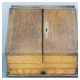 Antique oak letter file w/ calendar- 10"H 12"W 8"D