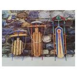 Ned Young 1998 vintage sled print- 27"H 34"W OD,