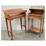 2 wooden book stands incl one w/ drawer- 36"H