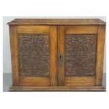 Antique oak folding pipe/ smoking cabinet- 11"H