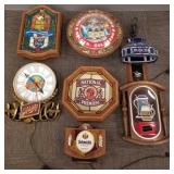 7 vintage, etc lighted beer signs- 19" tallest-