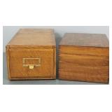 2 vintage oak file boxes- 6 1/2"H 8"W 15"D larger