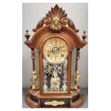 Antique Gilbert Victorian mantle clock w/ figures