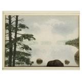 Signed Ferlen watercolor Northern Lake scene-