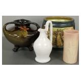 4 pcs vintage art pottery incl Weller Louwelsa,