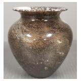 Signed art glass vase- 4 1/4"H