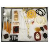 Gp vintage bakelite/ catalin, plastic jewelry, etc