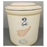 2 gallon Red Wing crock w/ lid & Union Stoneware