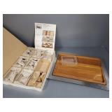 Mid-century style stainless & teakwood charcuterie