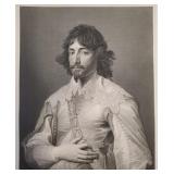Antique engraving of Van Dyke painting "Gentleman