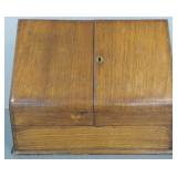 Antique folding wood letter file/ ink stand- 11"H