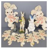 Gp vintage rabbit motif items incl candy container