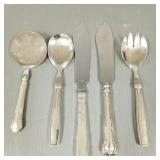 5 Denmark silver handled serving pieces-
