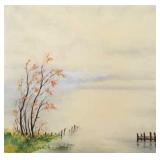 G.W. Haigh signed watercolor- lake- 23"H 25"W