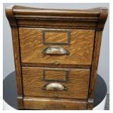 Antique oak 2 drawer file- 15 1/2"H 12"W 22"D