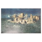 Vintage C.M. Russell print on canvas "Camp Cook