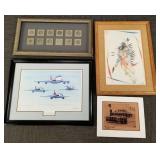3 pencil signed prints & coin grouping incl