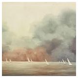 Signed Bert Beirne oil on board Sailboats- 5" x 7"