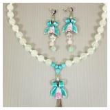 Matching set Sunya Currie jade bead & enameled